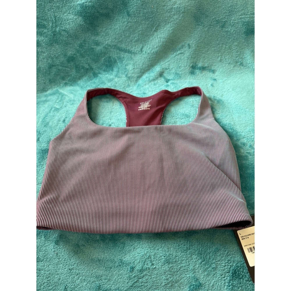 Peloton Rib Square Neck Bra 316 Burgundy Teal Striped Racerback WR01048-253008-m